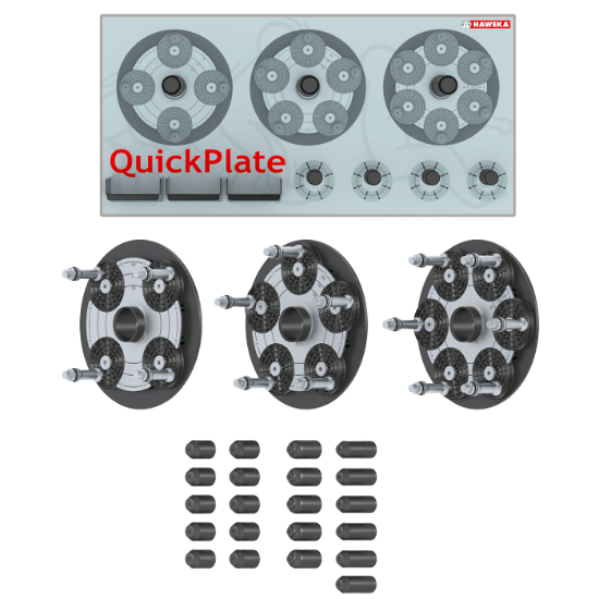 Billede af Haweka Quickplate V sæt 40mm - 4, 5 & 6 huls inkl. vægophæng