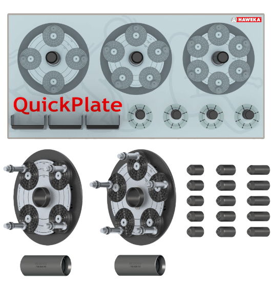 Billede af Haweka Quickplate V sæt 36mm - 4 & 5 huls inkl. vægophæng