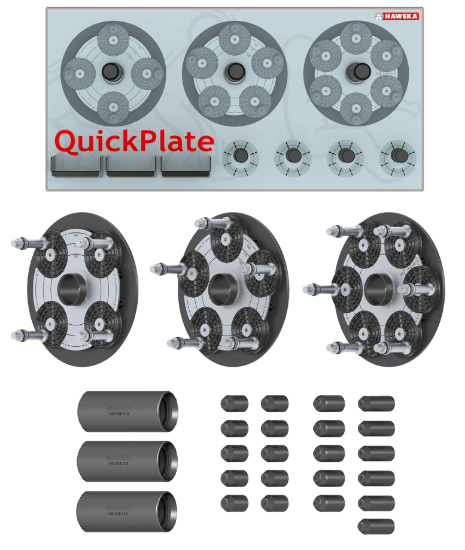 Billede af Haweka Quickplate V sæt 40mm - 4, 5 & 6 huls inkl. vægophæng