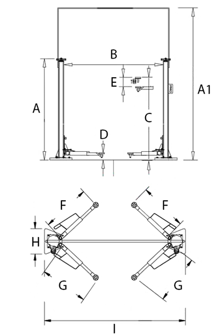 2 søjlet autolift uden bundramme – 4 T